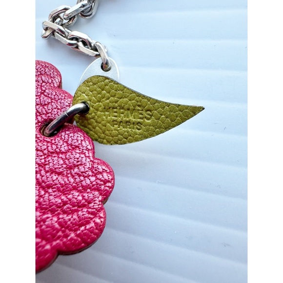 Hermes Paris Raspberry Bag Charm Key Chain Fruit Red Silver - Picture 3 of 12